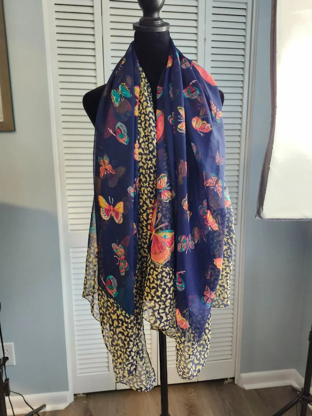 Butterfly Scarf Navy Blue 60 x 46